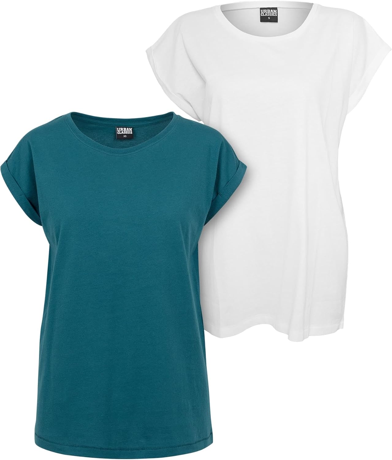 614FZUpYrcL._AC_SL1500_ Urban Classics Women's Tb771a-ladies Extended Shoulder Tee 2-pack T-Shirt (pack of 2) - الصورة 4
