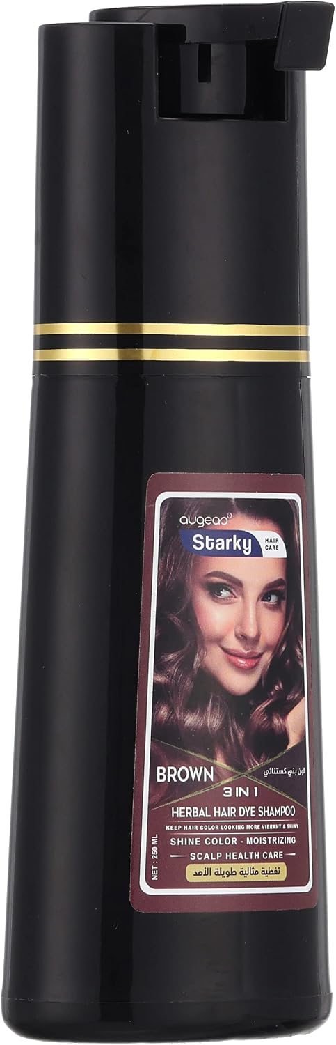 61GQ3G-I3SL._AC_SL1500_ شامبو عشبي لصبغ الشعر 3 في 1 لون بني لامع ، مرطب بفاعلية تدوم طويلا للعناية بفروة الرأس (B20) - 250 مل من ستاركي - الصورة 4
