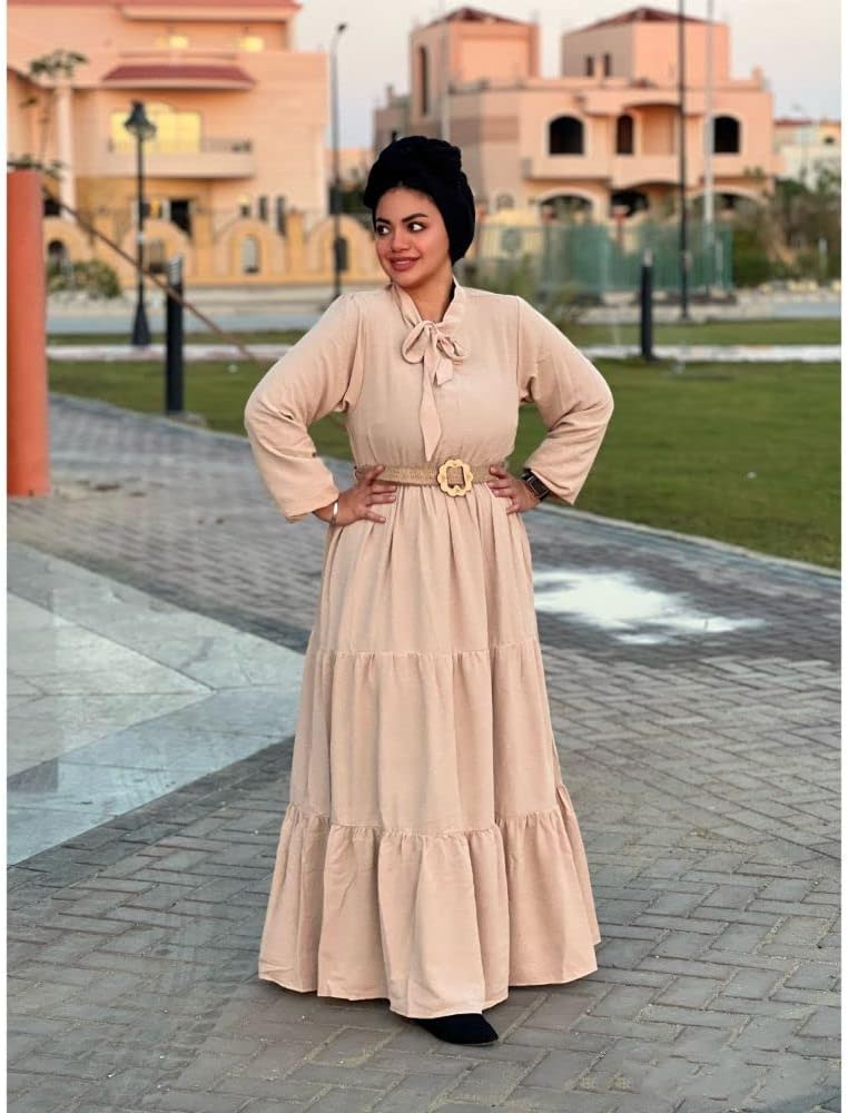 61MXvGb-q6L._AC_SL1500_ فستان كاجوال مع حزام بلون بنفسجي للنساء - الصورة 2