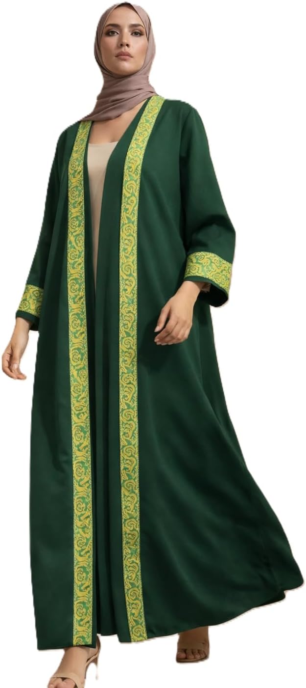 61Nk5wAPXfL._AC_SL1500_ عباية نسائية طويلة مفتوحة بتطريز أنيق على الحواف والأكمام، تصميم عصري محتشم، خامة ناعمة وخفيفة، مناسبة للمناسبات والإطلالات اليومية - الصورة 4