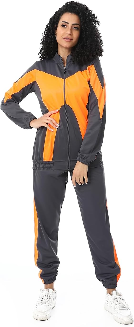 Caesar Womens Women's two-piece sports tracksuit with a half neck and a zipper in the front Women's two-piece sports tracksuit with a half neck and a zipper in the front (pack of 2)