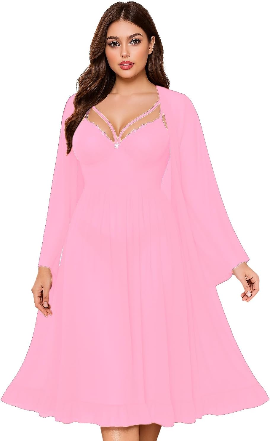 61Pt2mLYc0L._AC_SL1500_ طقم لانجري و روب نسائي شفاف GAMAL SONS FOR ABAYA GS-1078-51278-Parent - الصورة 3