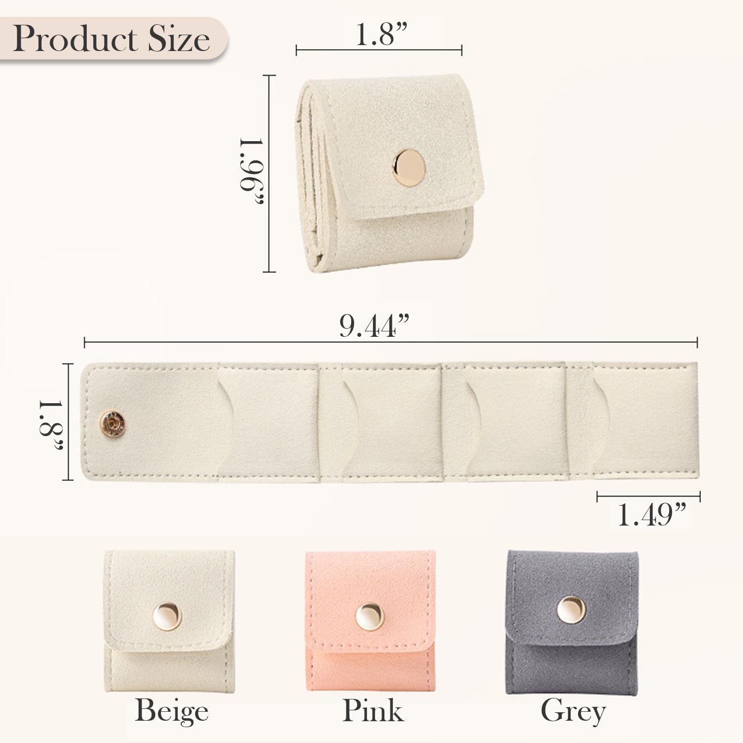 61Q2nhwY6XL._AC_SL1500_ شنطة مجوهرات صغيرة للسفر مع اكياس من بلاستيك PVC من يلا جوي، شنط تنظيم مجوهرات مخملية مع زر كبس للاغلاق، لفة للاقراط والخواتم والقلائد والاكسسوارات الصغيرة، 3 قطع - الصورة 3