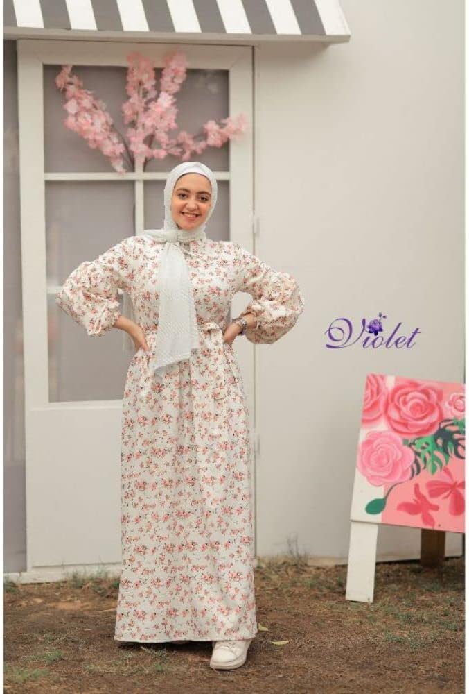 61RCdQ9ymAL._AC_SL1500_ Flowered Colorful Long Sleeve Dress نساء - الصورة 2