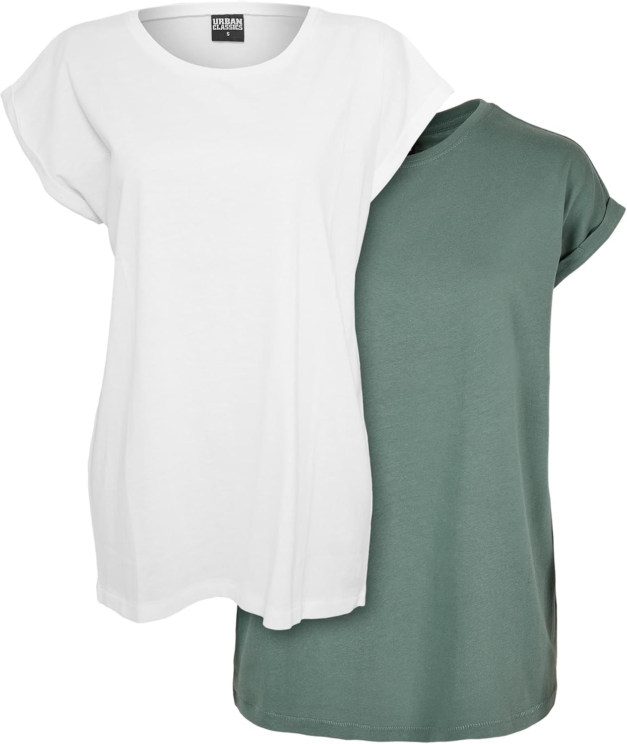 61S-NbS7T-L._AC_SL1500_ Urban Classics Women's Tb771a-ladies Extended Shoulder Tee 2-pack T-Shirt (pack of 2) - الصورة 4