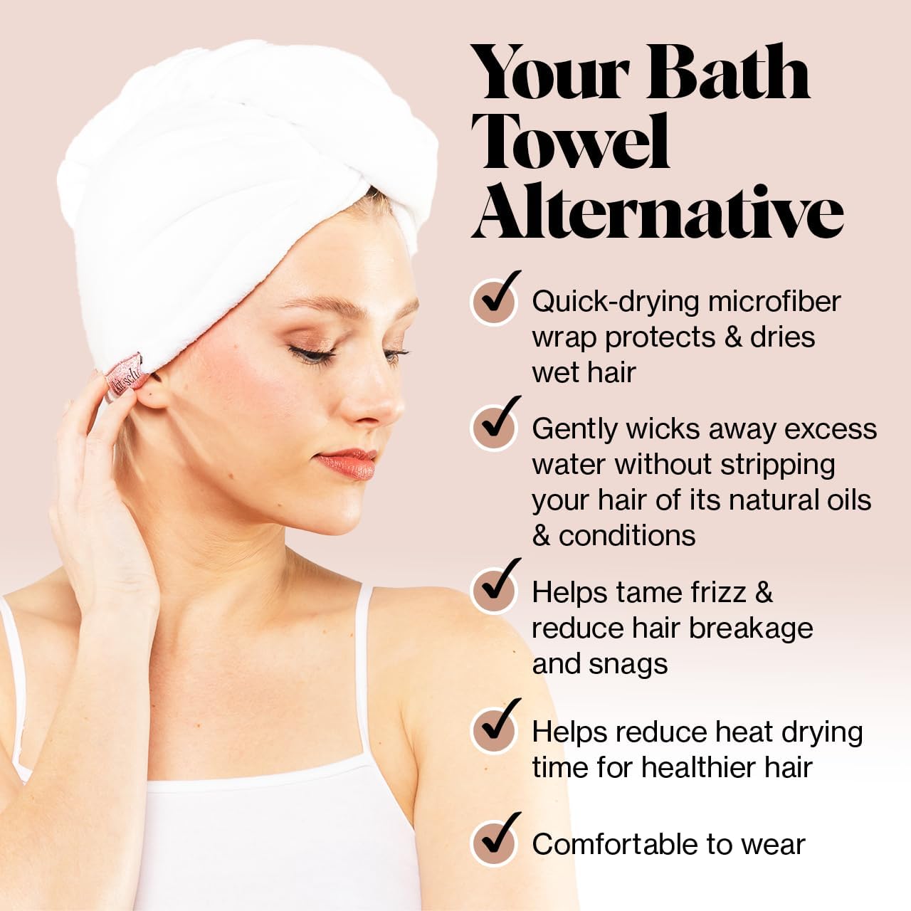 61WRMsKz2pL._AC_SL1500_ Kitsch Microfiber Hair Towel Wrap - Quick Dry Curly Hair Wraps for Women Wet Hair | Microfiber Towel for Hair | Hair Drying Towel Wrap | Hair Towels for Women | Hair Turban for Wet Hair (White) | Ultra Absorbent Microfiber Hair Towels for All Hair Types – Anti-Frizz Hair Wrap Towels, Great Hair Care Gifts for Women - الصورة 4