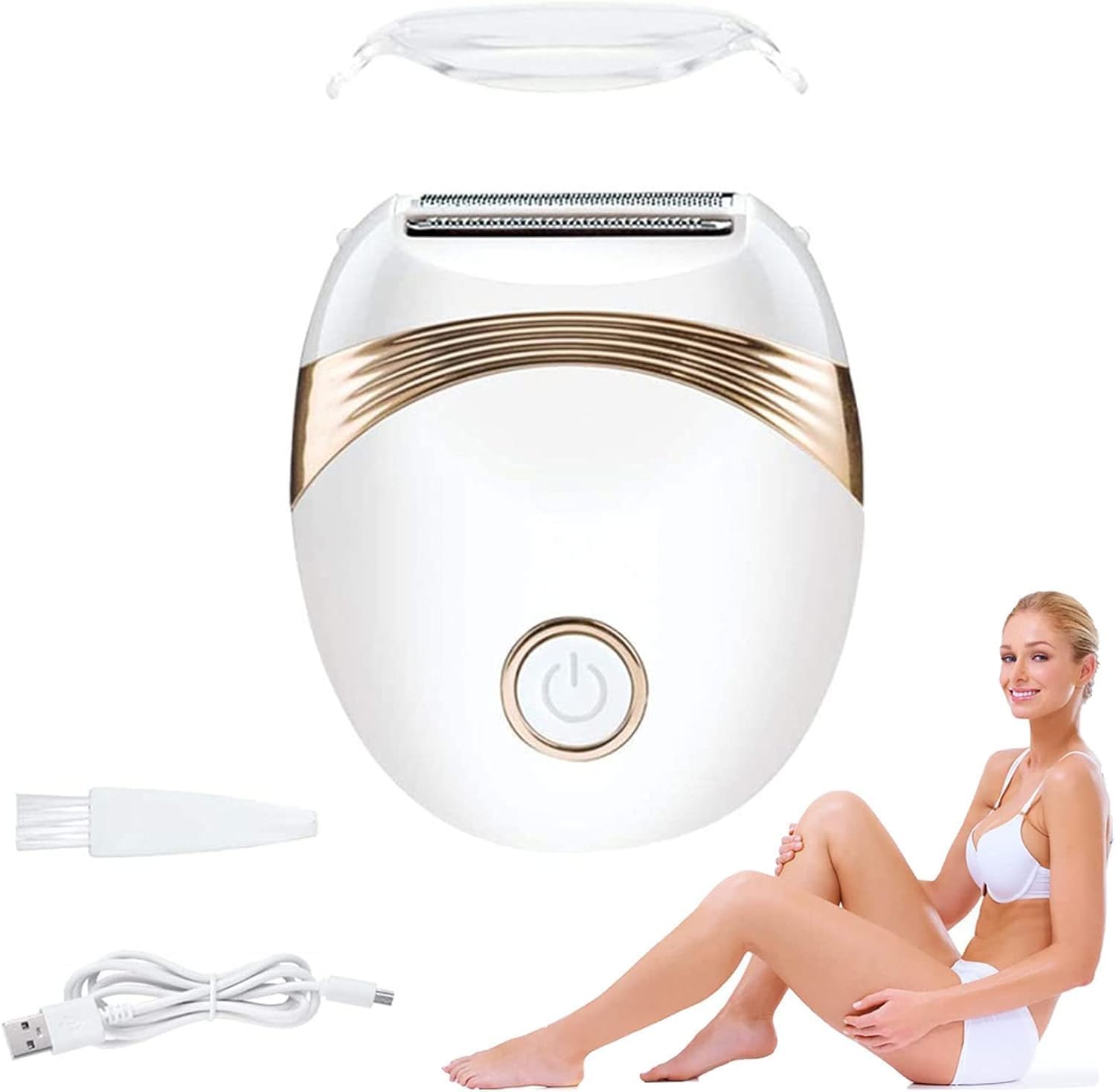 Aputue Electric Hair Removal, USB Rechargeable Waterproof Cordless Shaver, Painless Bikini Trimmer and Lady Epilator for Women Face Leg Underarm Arm, Portable Wet Dry Body Razor for Gentle Care