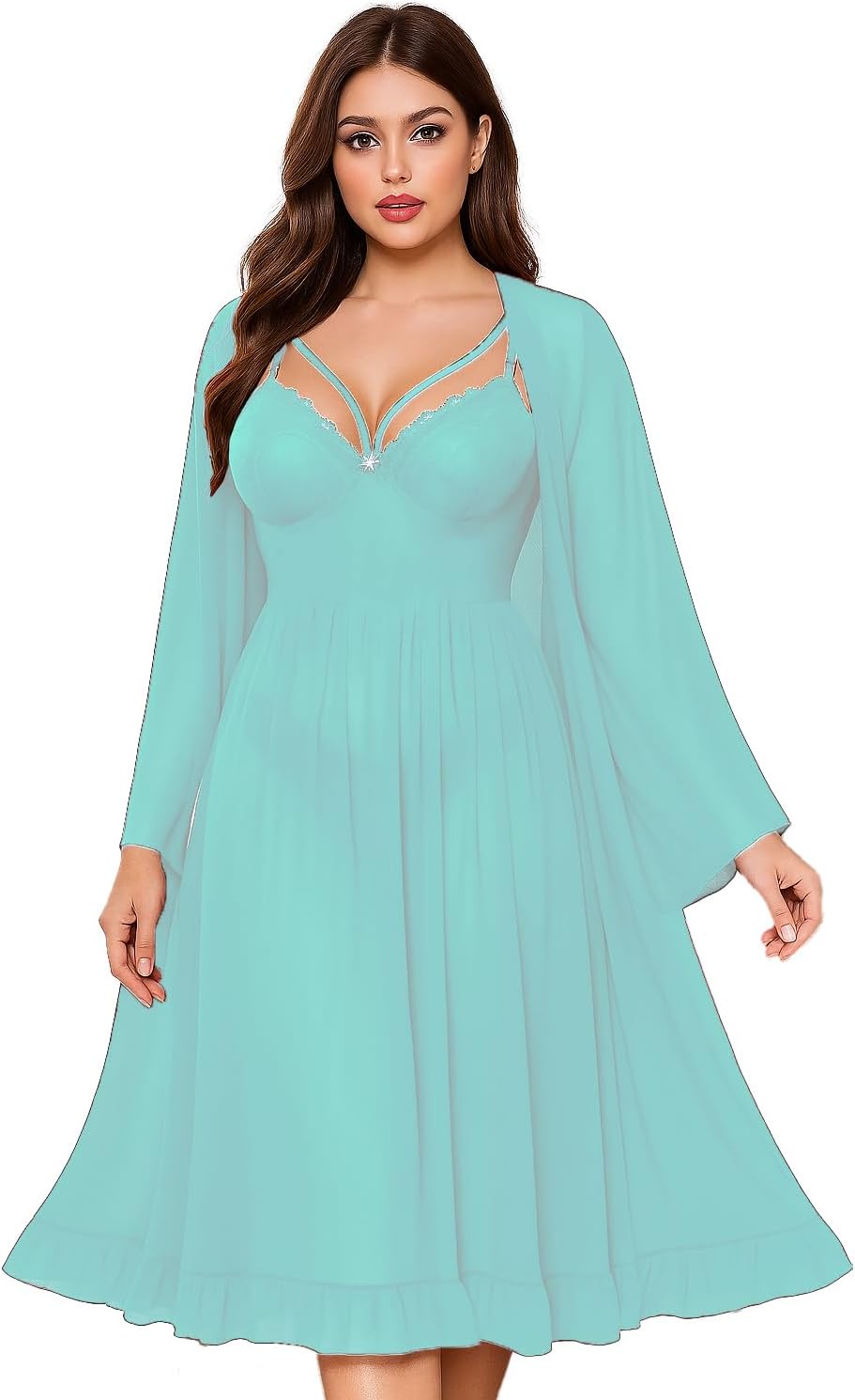 61XLTpzwhrL._AC_SL1500_ طقم لانجري و روب نسائي شفاف GAMAL SONS FOR ABAYA GS-1078-51278-Parent - الصورة 2