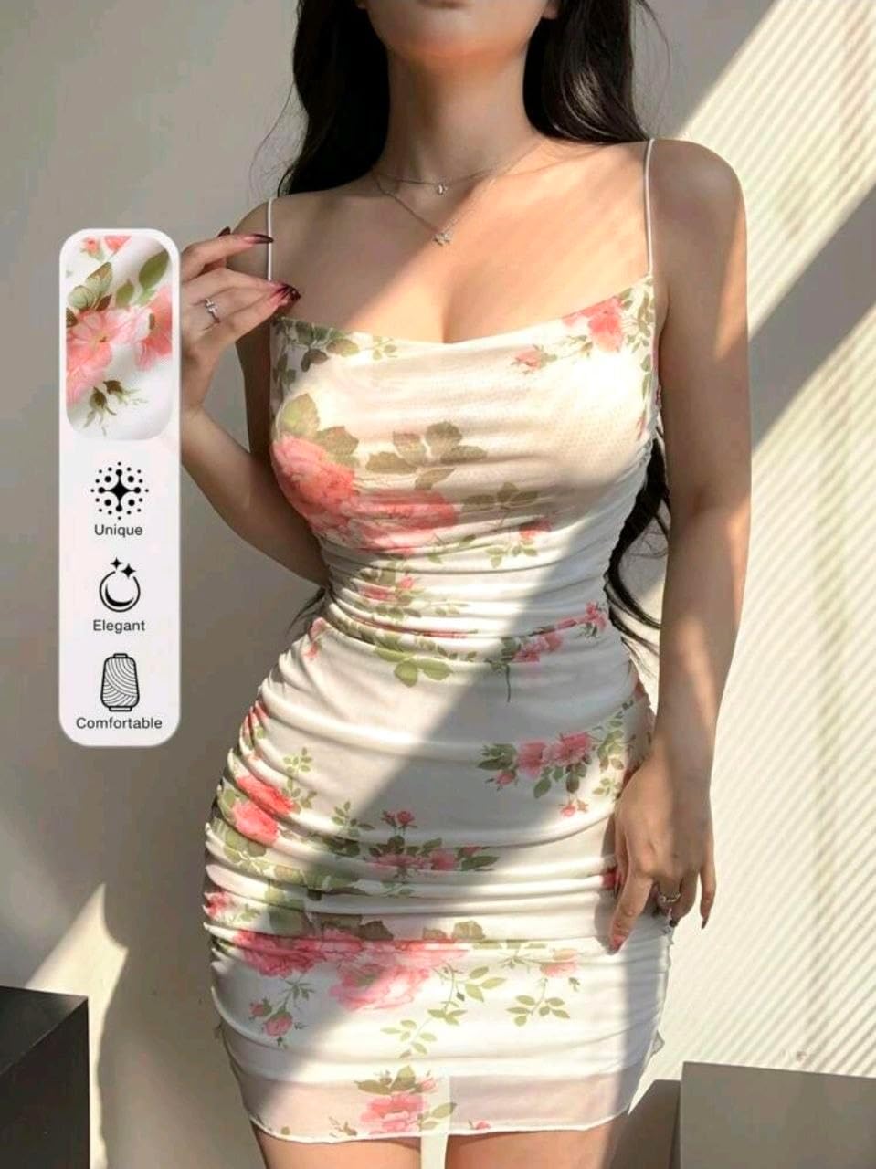 61axJ-4-BLL._AC_SL1500_ فستان صيفي مشجر للنساء من شي ان - الصورة 2
