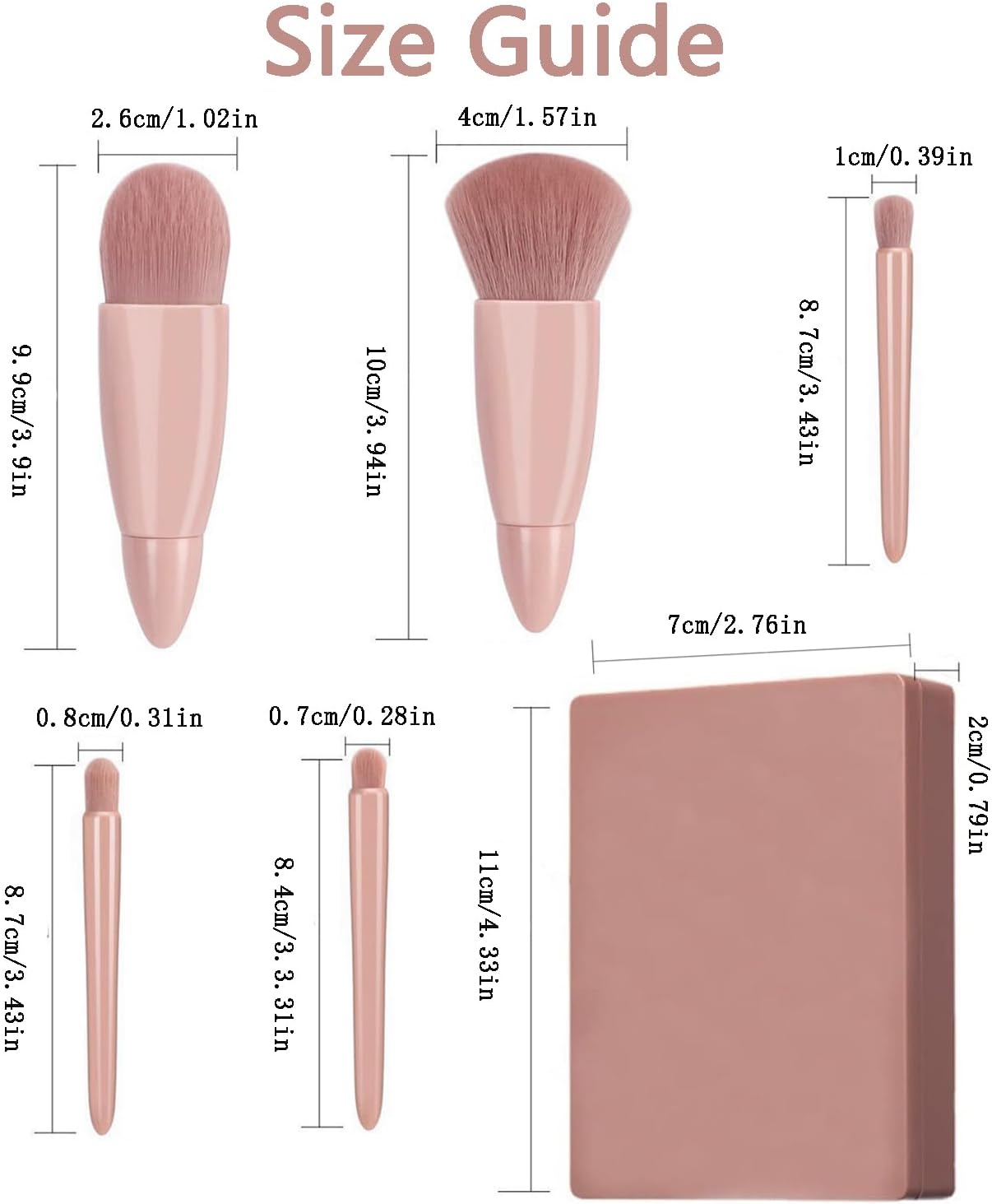 61g-nFYiNXL._AC_SL1500_ مجموعة فرش مكياج للسفر مع حافظة مرآة، مجموعة فرش مكياج صغيرة محمولة للنساء، فرش بحجم مناسب للسفر لكريم الاساس والبلش وظلال العيون والبودرة وظلال العيون، زهري - الصورة 2