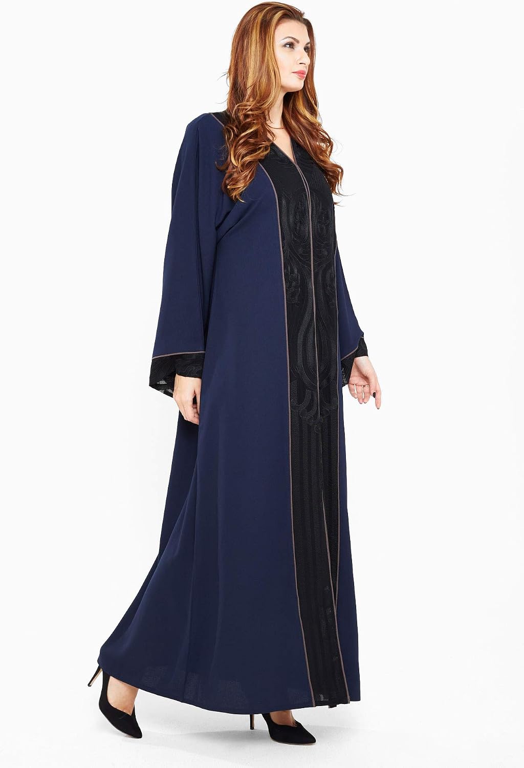 61gO-F5tYVL._AC_SL1500_ Nukhbaa Womens Premium Abaya Made With Fine Fabric, Comes With Matching Hijab AJ418A Kimono (pack of 2) - الصورة 3