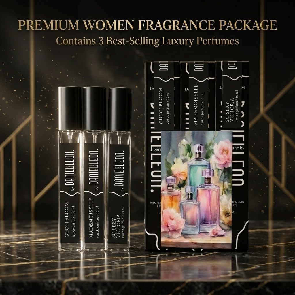 61gaac3KcCL._AC_SL1500_ Daniel Leon Women's Perfume Package Gift Set | 3×10ml Inspired Fragrance Testers | G-Bloom, Coco Mademoiselle & So Sexy | Long-Lasting Cologne - الصورة 2