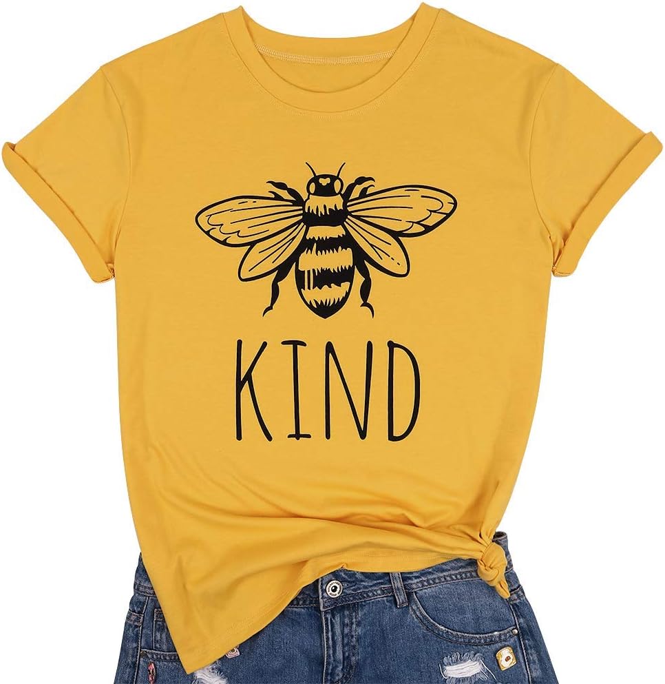 تي شيرت Be Kind للنساء لطيف نحلة جرافيك قميص مضحك ملهم معلم قصير الأكمام تيز بلايز