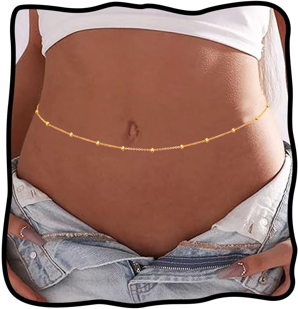نيكوت سلسلة خصر بوهو، سلاسل بطن بسيطة، اكسسوارات للجسم للشاطئ والصيف، مجوهرات للنساء والفتيات