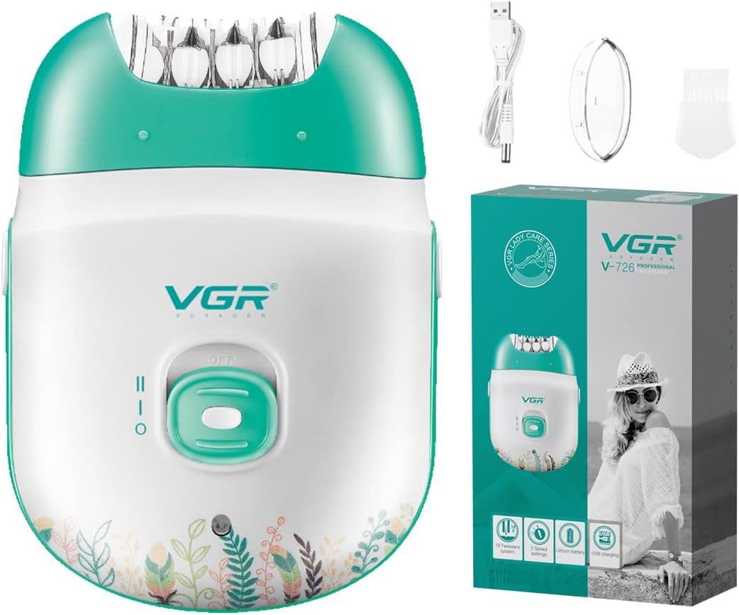 جهاز إزالة الشعر V-726 لاسلكي احترافي صغير الحجم للنساء لمختلف مناطق الجسم لإزالة الشعر بلطف في المنزل، للاستخدام الرطب والجاف، وقت تشغيل 60 دقيقة من في جي ار