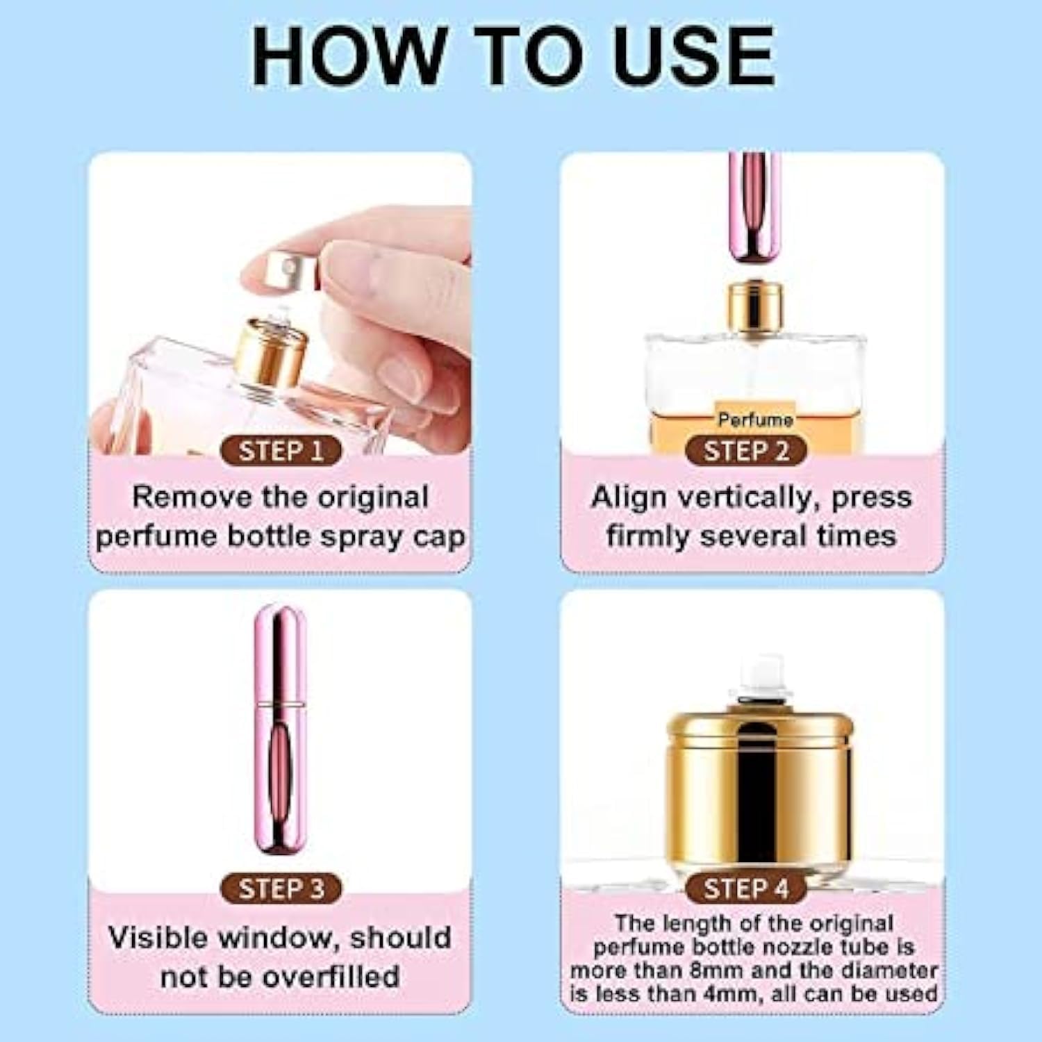 61r2u-D3urL._AC_SL1500_ زجاجة رذاذ عطر صغيرة محمولة قابلة لاعادة الملء، علبة مضخة عطر، زجاجة بخاخ عطر، بخاخ عطر قابل لاعادة الملء للسفر (8 مل، عبوة واحدة) (بني فاتح) - الصورة 2