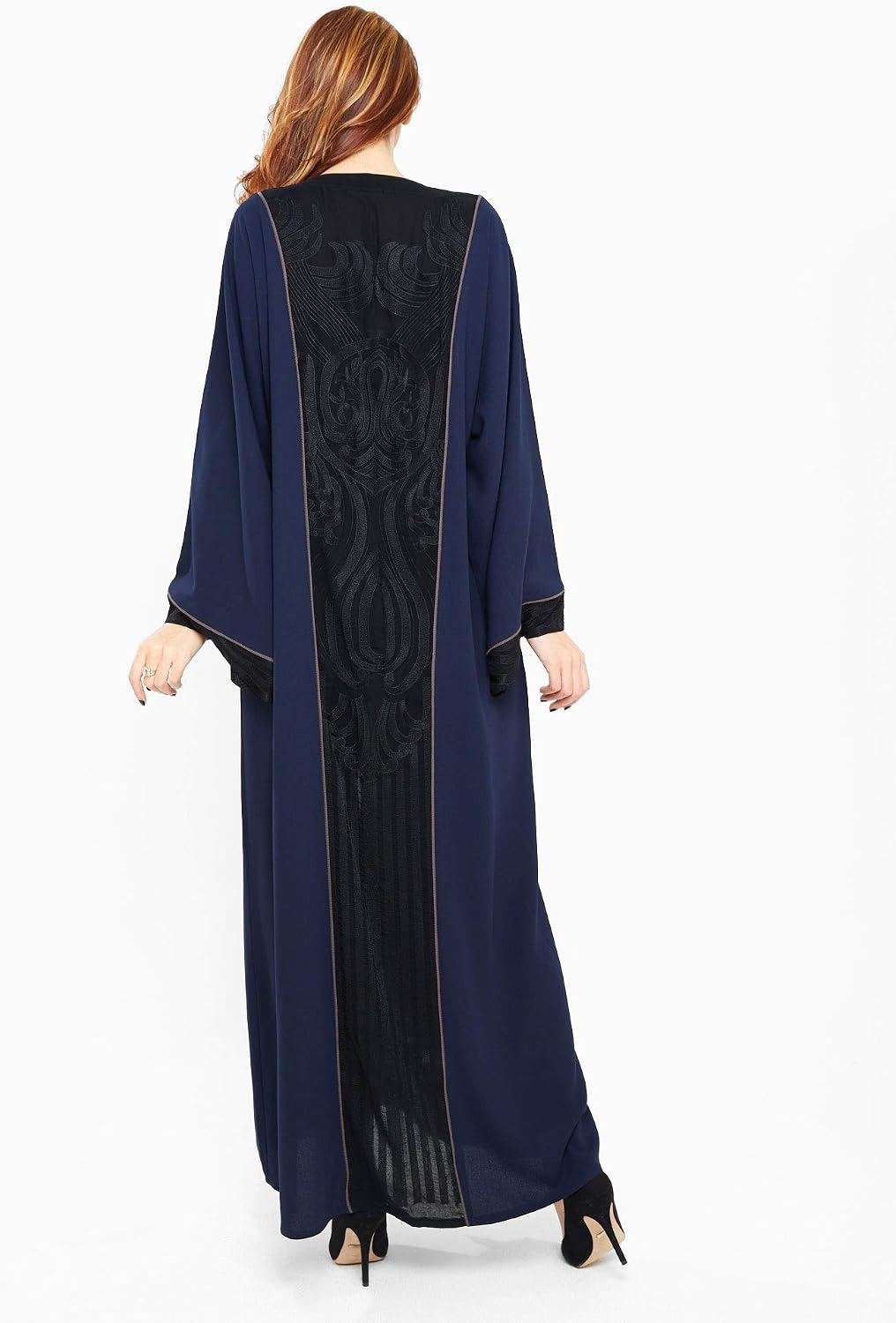 61szKxvYIoL._AC_SL1500_ Nukhbaa Womens Premium Abaya Made With Fine Fabric, Comes With Matching Hijab AJ418A Kimono (pack of 2) - الصورة 2
