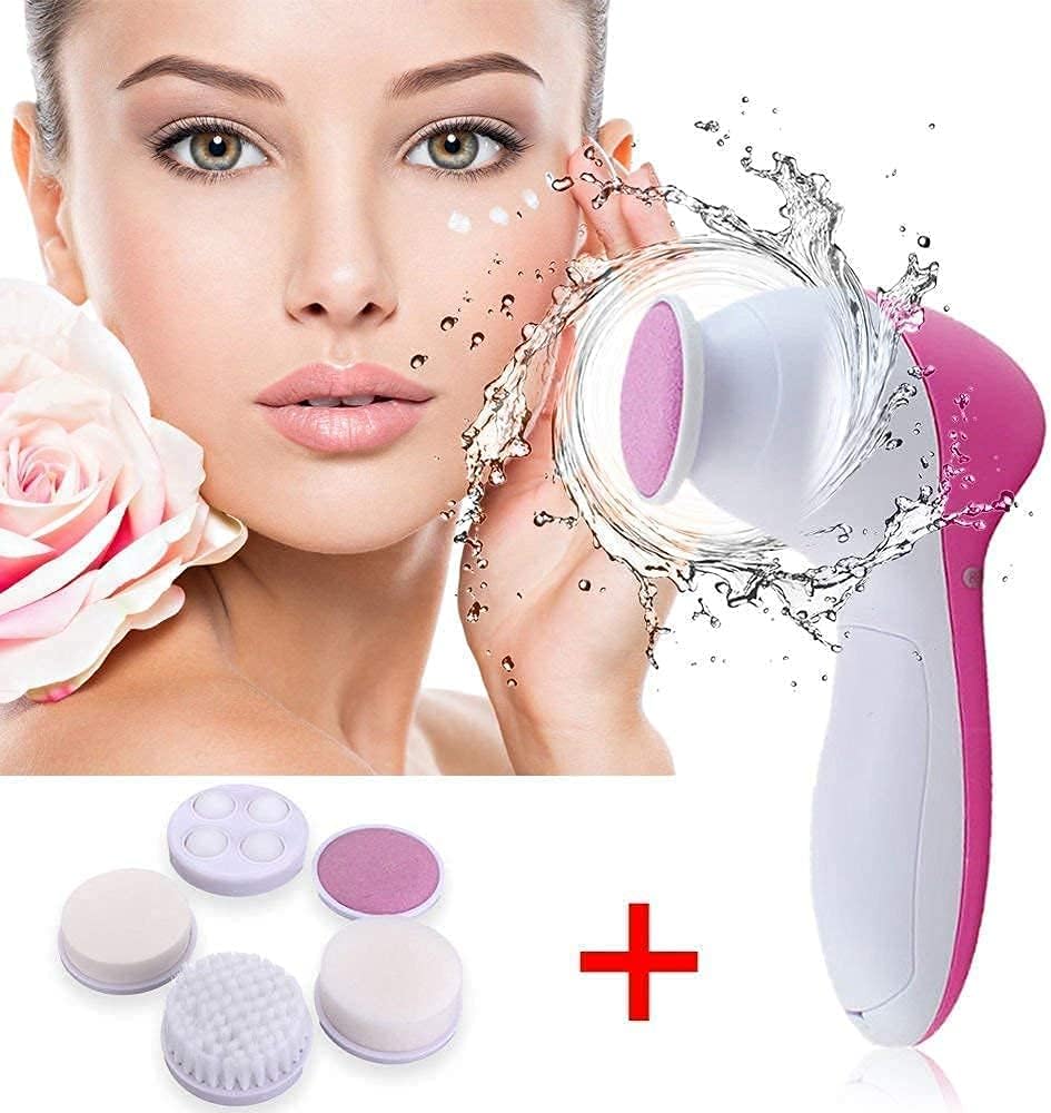 61zjlbjUJeL._AC_SL1500_ جهاز تدليك ومقشرة للوجه بتصميم 5 في 1، جهاز تدليك كهربائي للعناية بالوجه، يستخدم لتنظيف وتنعيم البشرة وتدليك الوجه للنساء من شولاز، متعدد الألوان - الصورة 2