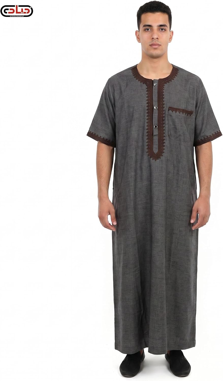 710fDfcZ4cL._AC_SL1500_ عباية رجالي كتان نصف كم - الصورة 2