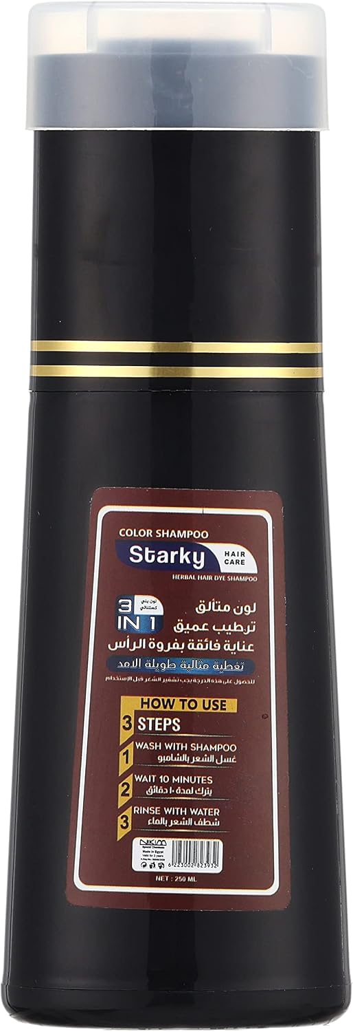 71BtnCGPAZL._AC_SL1500_ شامبو عشبي لصبغ الشعر 3 في 1 لون بني لامع ، مرطب بفاعلية تدوم طويلا للعناية بفروة الرأس (B20) - 250 مل من ستاركي - الصورة 3