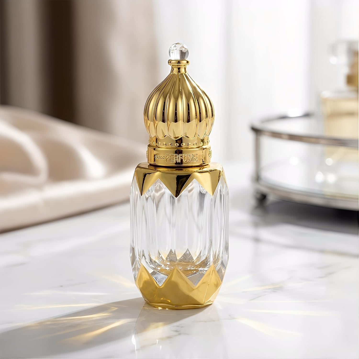 زجاجة عطر هدية للسيدات، زجاجة عطر ذهبية فاخرة، زجاجة زيت عطري قابلة لاعادة الملء، 3، 0.2 اونصة