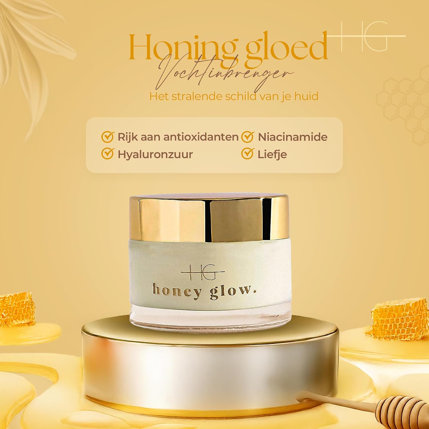 71I-y6s-PAL._AC_SL1500_ HoneyGlow Ultra-hydrating Ceramide Face Cream with Honey, Strengthens Skin Barrier and Protects Against Sunlight, SPF15, Formulated with Niacinamide, Hyaluronic Acid & Peptides (50ML) - الصورة 2