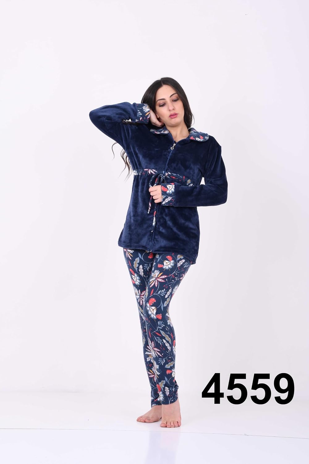 بيجامة دعدوش نسائية ٣ قطع، بنقشة أزهار، مقاسات M -2XL،