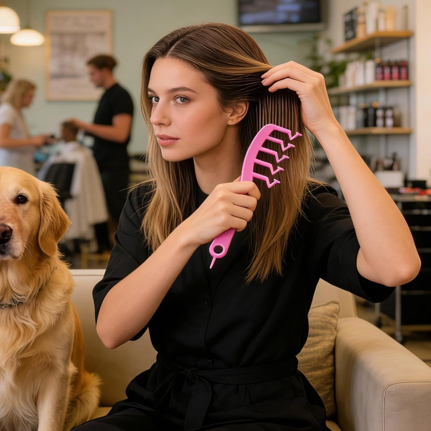 71IvPGtR5BL._AC_SL1500_ Textured Styling Comb Z-ShapedProfessional Hairbrush Tool | Anti-Static Volumizing Wide-Tooth Hair Styling Comb for Women Men Teen Girls Grooming Volume Scalp Massage Home - الصورة 2