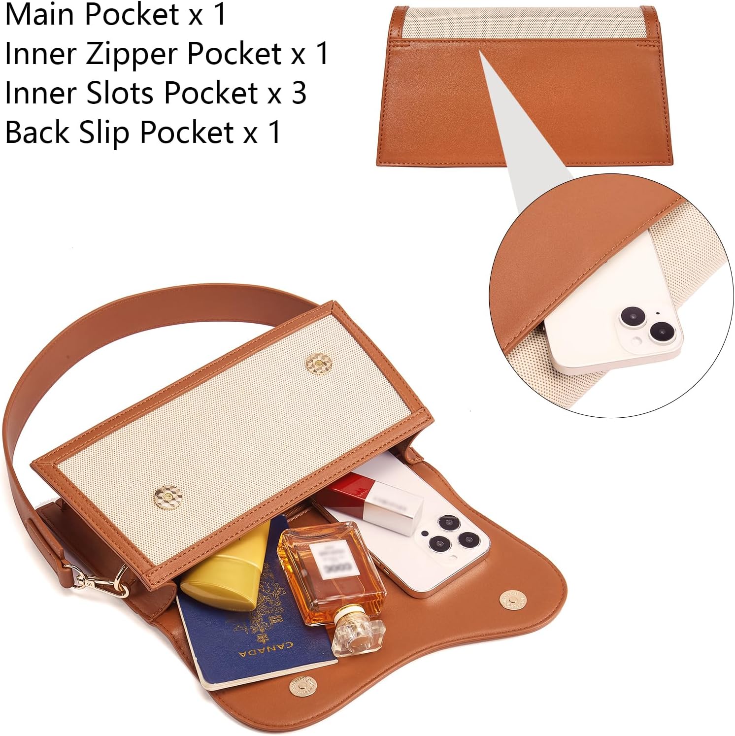 71Ktly2jvxL._AC_SL1500_ Telena Makeup Bag Large Capacity Travel Cosmetic Bag Portable PU Leather Water Resistant Makeup Organizer Bags for Women with Handle and Divider Open Flat - الصورة 4