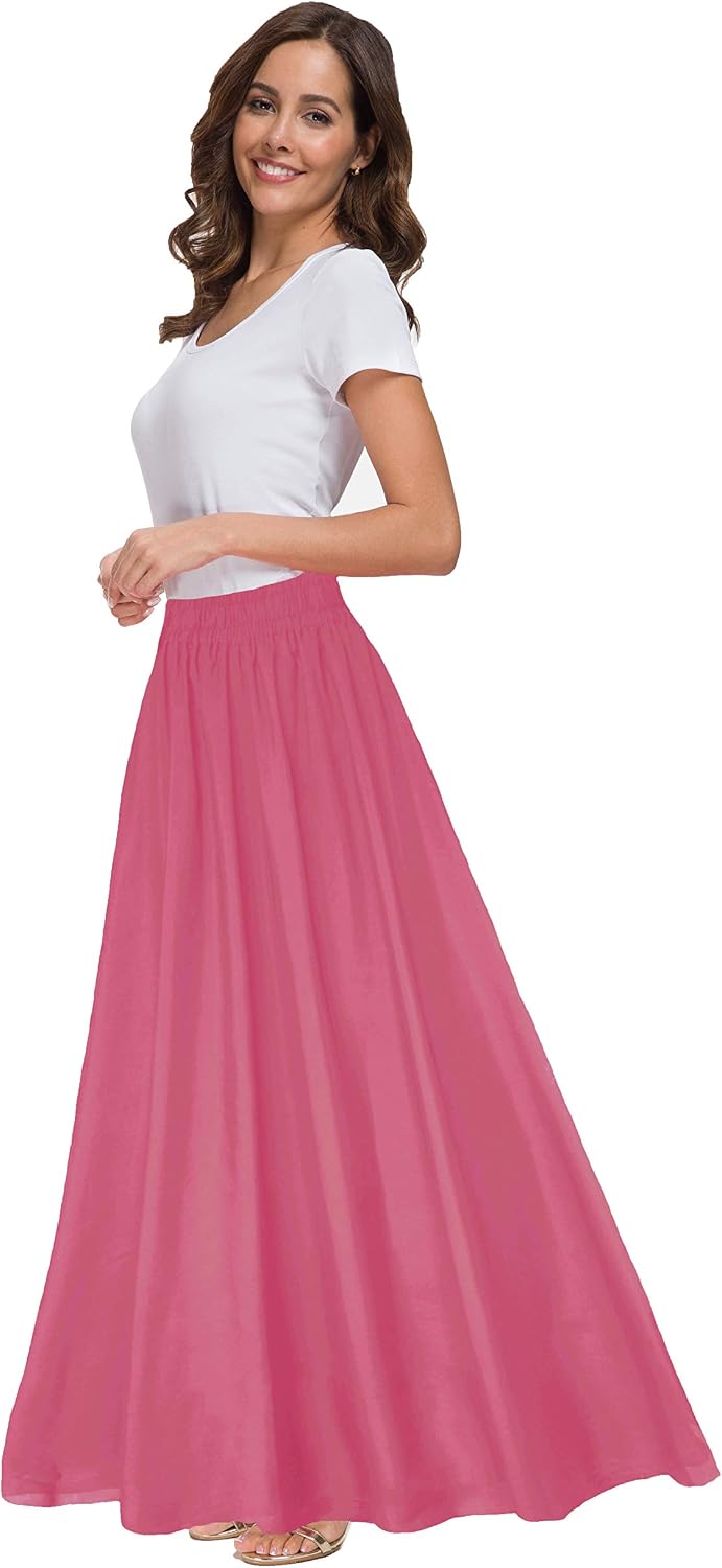 71R7SR4yv3L._AC_SL1500_ تنورة طويلة كلاسيكية من الشيفون للنساء من سينونو، تنورة طويلة حتى الكاحل - الصورة 3