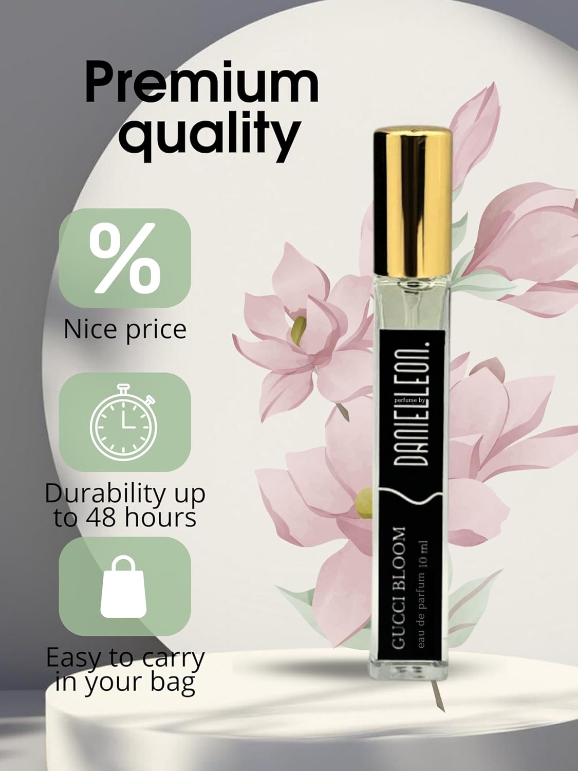 71RYVp1P-TL._AC_SL1500_ عطر مستوحى من جوتشي بلوم برائحة زهرية ناعمة للنساء مع الياسمين والزعفران ومسك الروم من دانيال ليون، 10 مل، عبوة تجريبية - الصورة 4