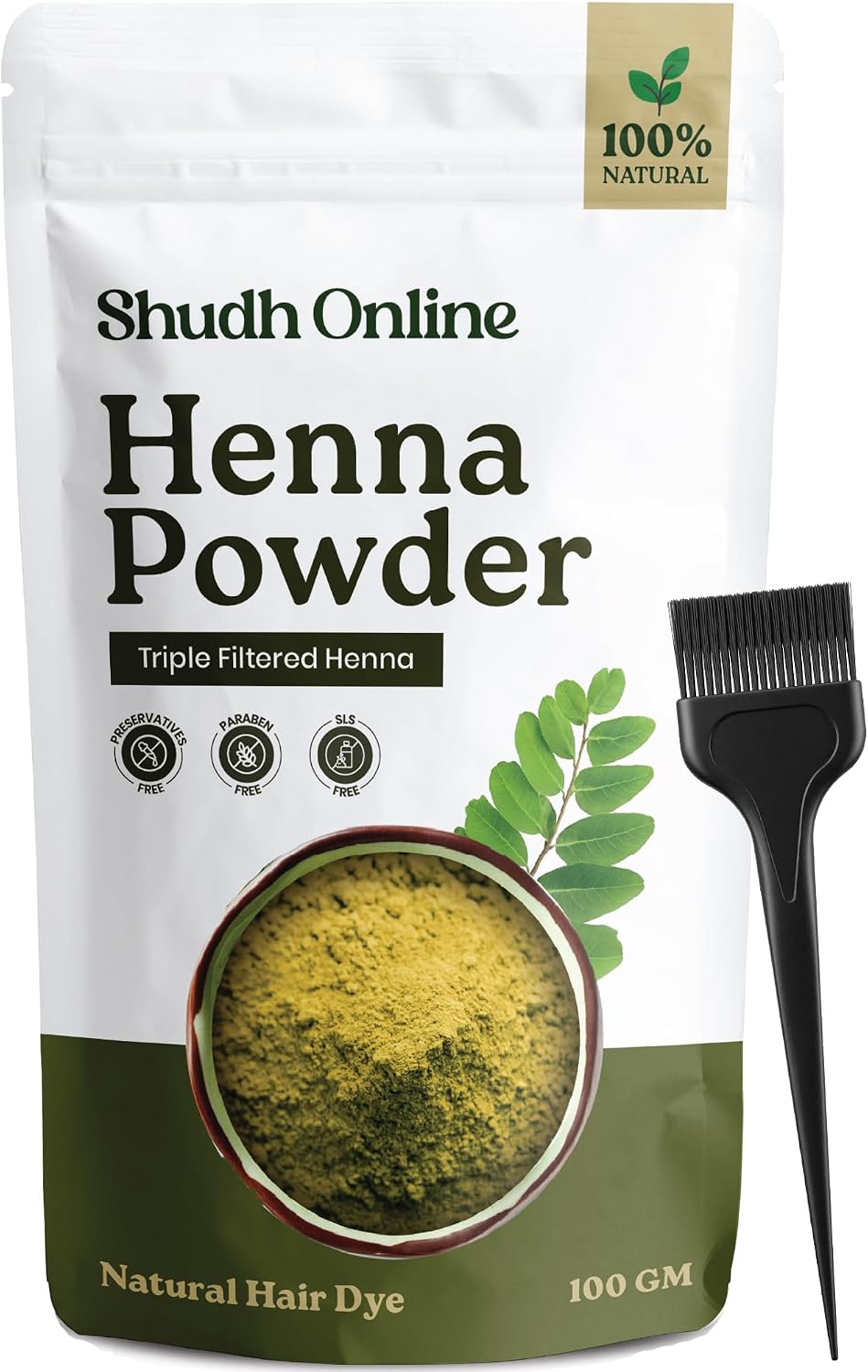 Shudh Online Organic Henna Powder for Hair Growth (100 Grams), Herbal Mehandi, Hena Powder for Hair, Mehendi, Natural black dye - Mehndi Hina - Rajasthani Mehandi for Women