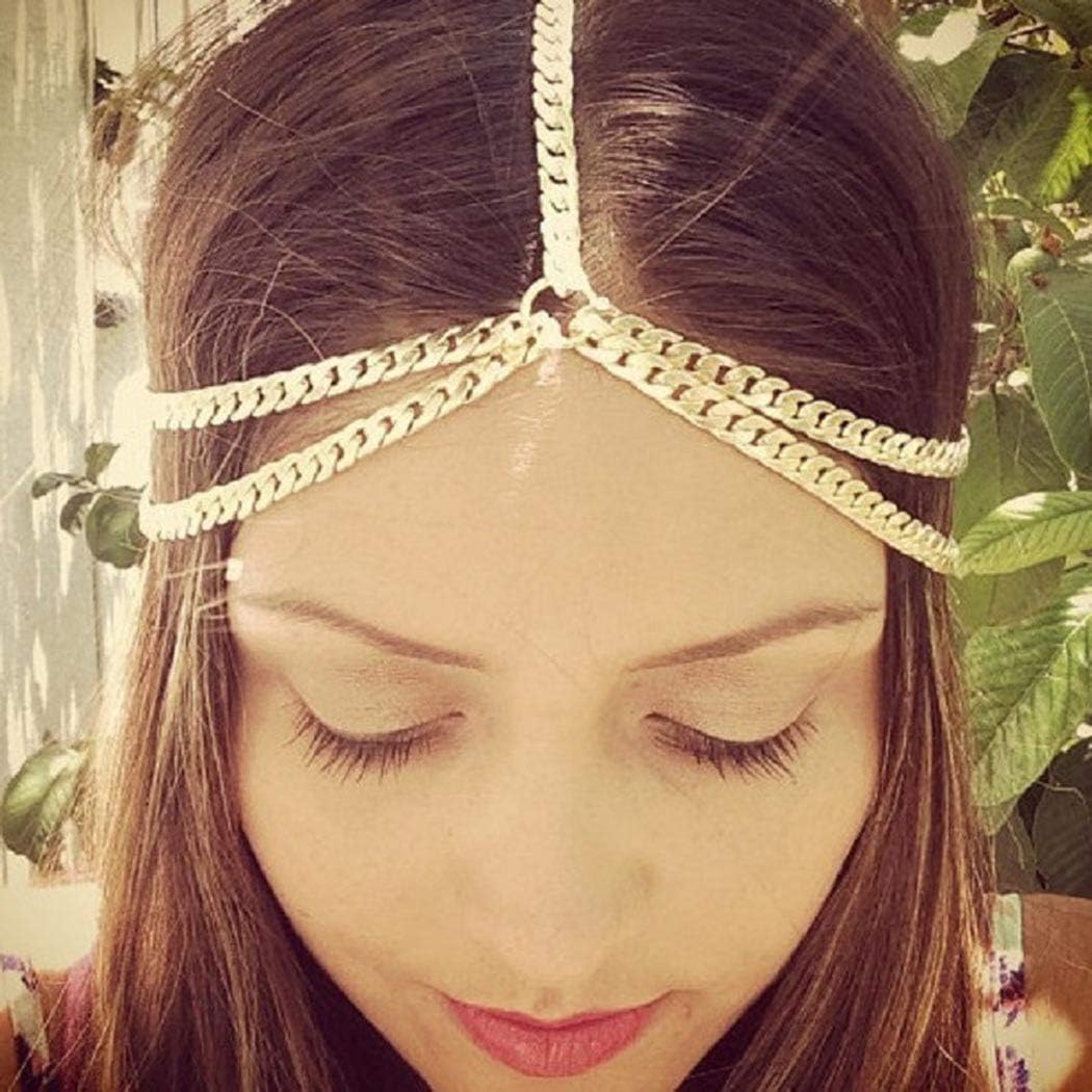 سلسلة رأس جيبسي من أجاكري، مصنوعة يدويًا، مصنوعة من حلقات ذهبية متعددة الطبقات، إكسسوارات شعر للنساء والبنات