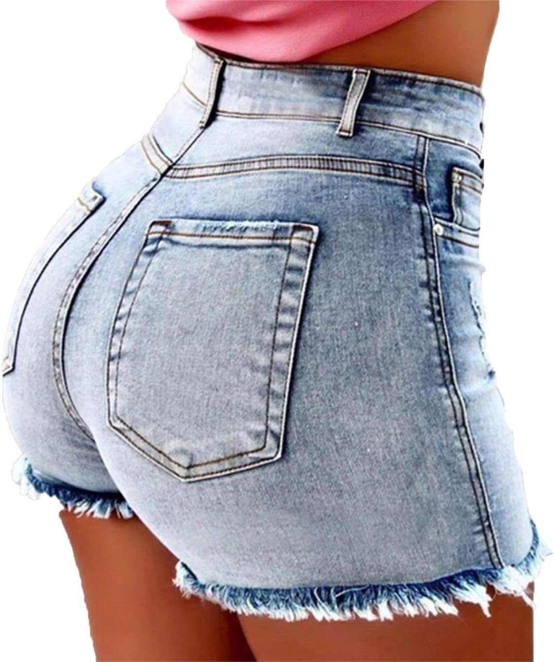 شورت جينز صيفي عالي الخصر من ايه اي ايه اي ايه اي، ملابس نسائية، جينز ممزق، شورت قصير