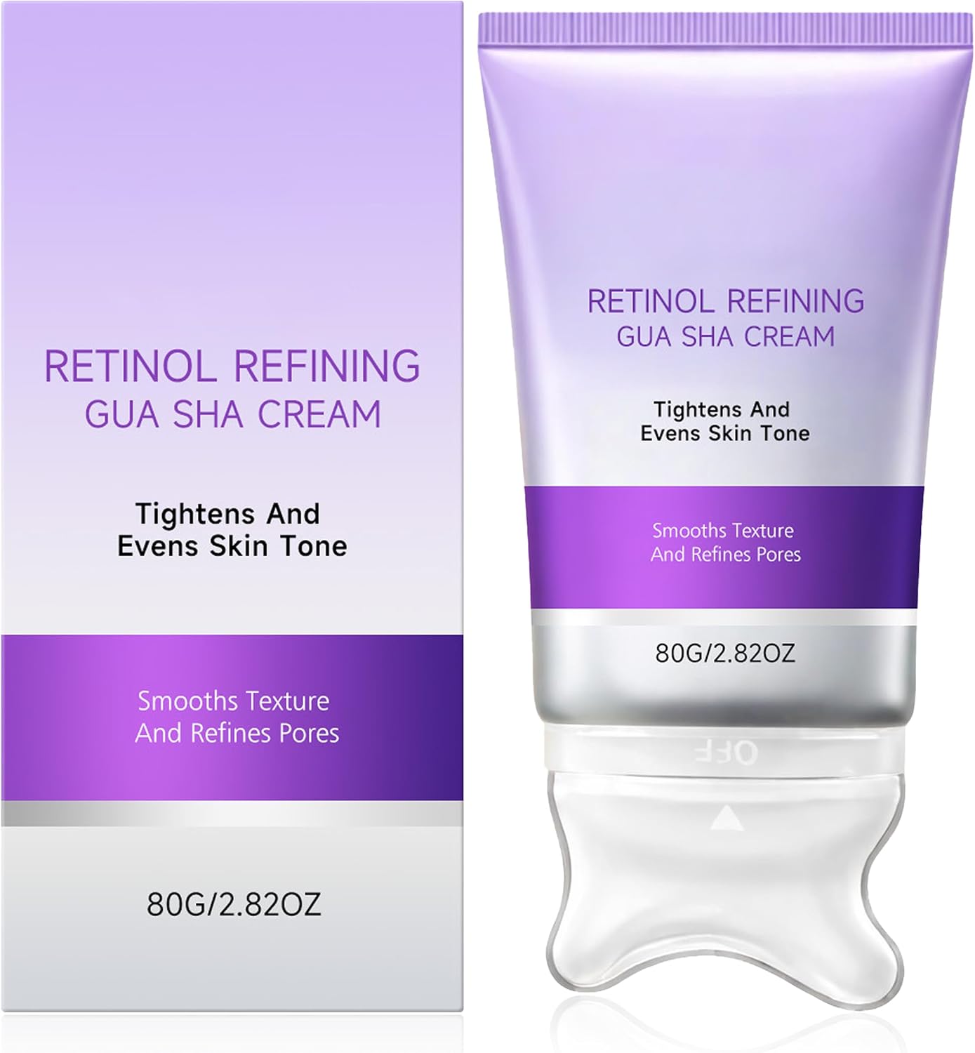 Retinol Gua Sha Cream for Face and Neck Moisturising Firming Cream with Built In Massage Applicator Hydrating Smoothing Neck Care Anti Ageing Daily Skin Care for All Skin Types