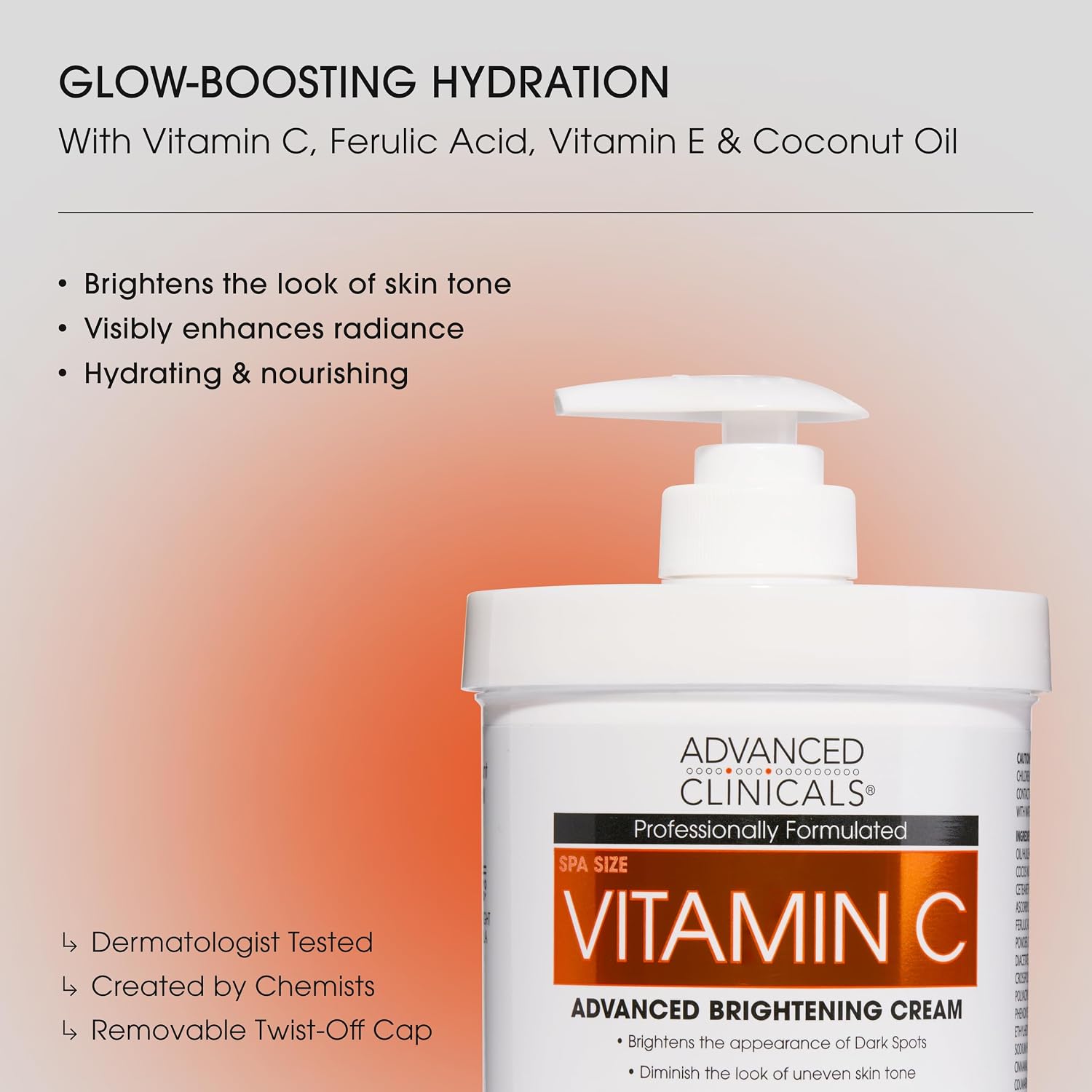 71srF5bdyLL._AC_SL1500_ Advanced Clinicals Brightening Vitamin C Body Cream + Potent Vitamin C Face Moisturizer Gel Cream 2pc Skincare Set For Women & Men To Diminish Appearance Of Dark Spots, Wrinkles, & Dry Skin, 2pc Set - الصورة 2