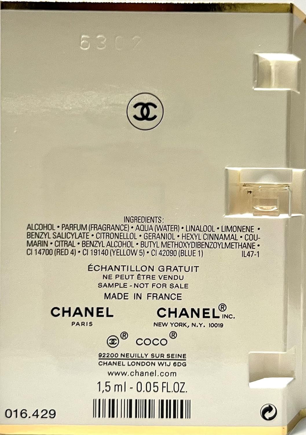 71t-O0pMRML._AC_SL1500_ عطر كوكو مادموزيل او دي بارفان عينة للسفر 1.5 مل/0.05 اونصة من باريس فراجرانس - الصورة 2