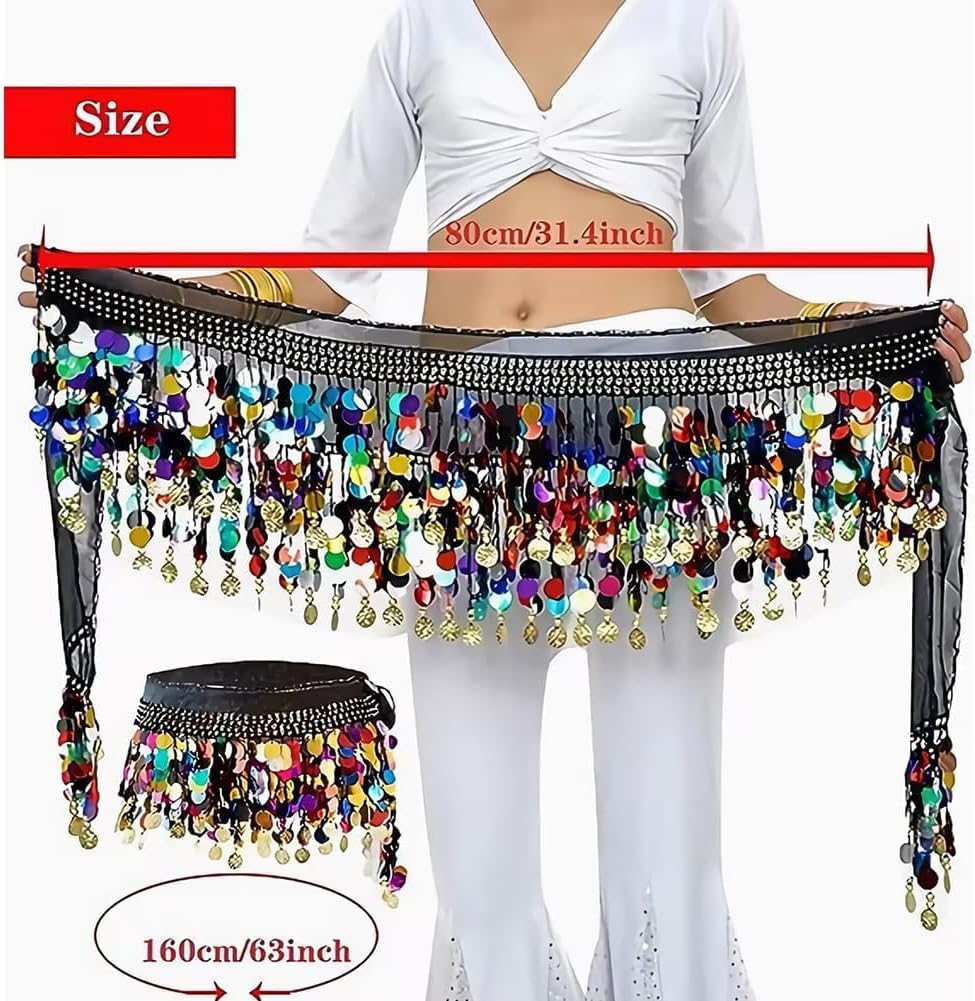 71uUfBzV00L._AC_SL1500_ حزام لف للتنورة للرقص الشرقي للنساء من بوليفيا، وشاح على شكل موجة للرقص الشرقي مع عملات ترتر لامعة، وشاح الورك للرقص الشرقي، زي الرقص الشرقي، تنورة الورك للرقص الشرقي - الصورة 2