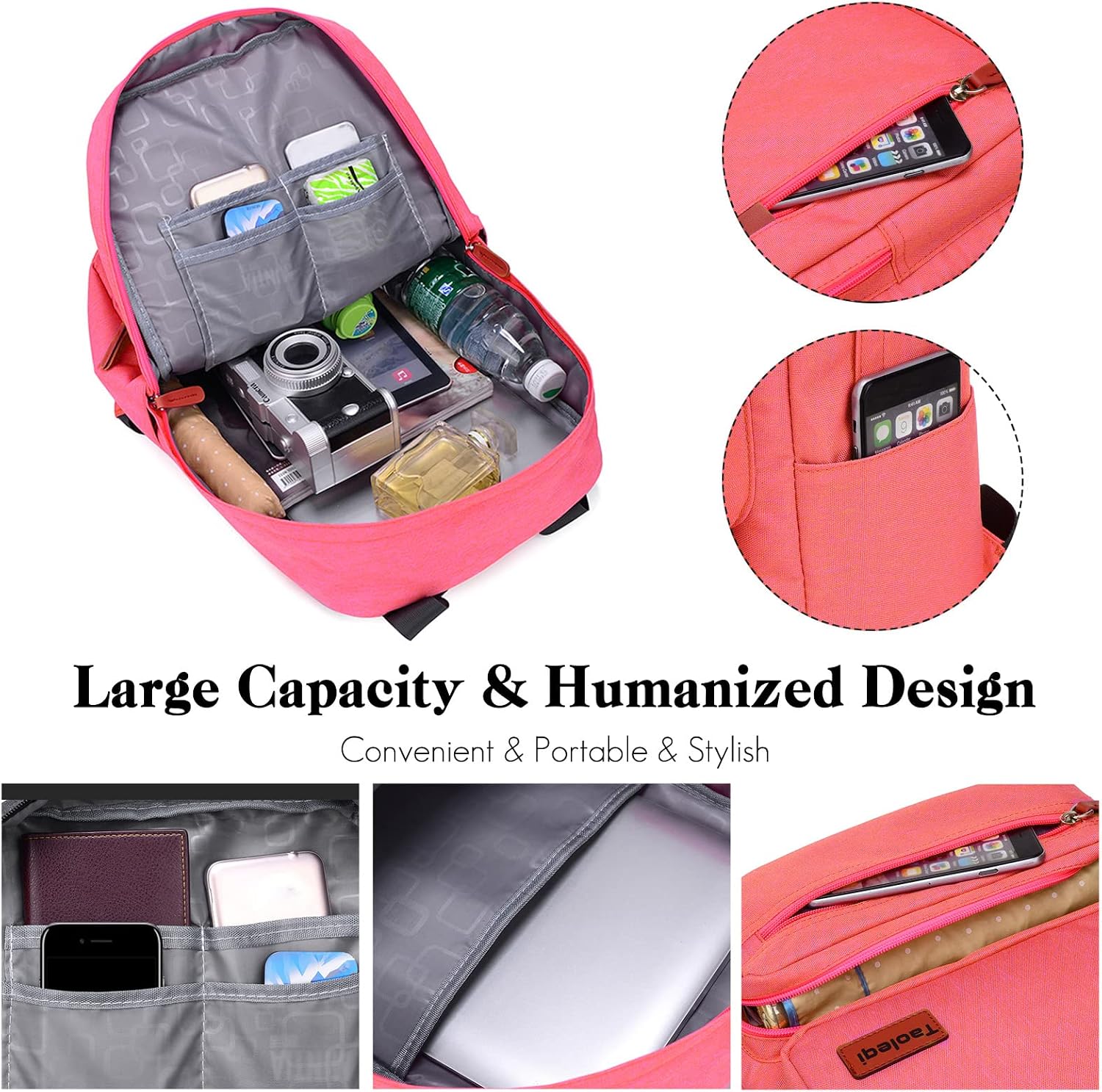 815hsO6g60L._AC_SL1500_ FANDARE Unisex Backpack School Backpack Men Women for 15.6 Inch Laptop School Bag School Bag Waterproof Handbag for Business Travel School Bag School Bag Uni Everyday Campus Daypacks - الصورة 4