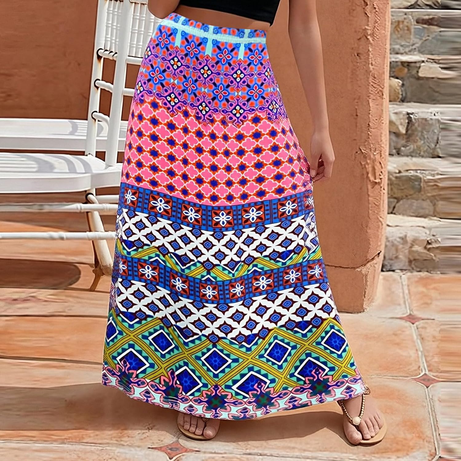 81XWRM4kRmL._AC_SL1500_ Women's Long Skirt Stylish High Waist Swing Skirt, Spring Summer Casual Maxi Skirt - الصورة 2